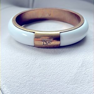 DVF white and gold bangle